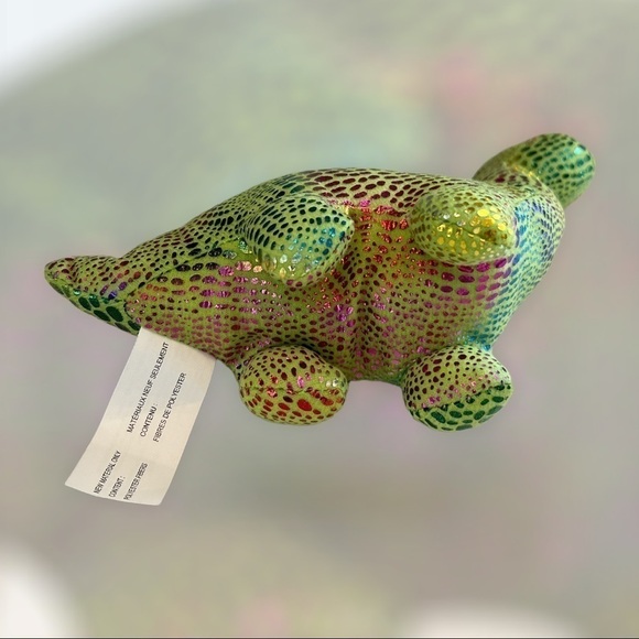 Long Neck sparkly rainbow dinosaur plush 9 inch - Picture 4 of 4